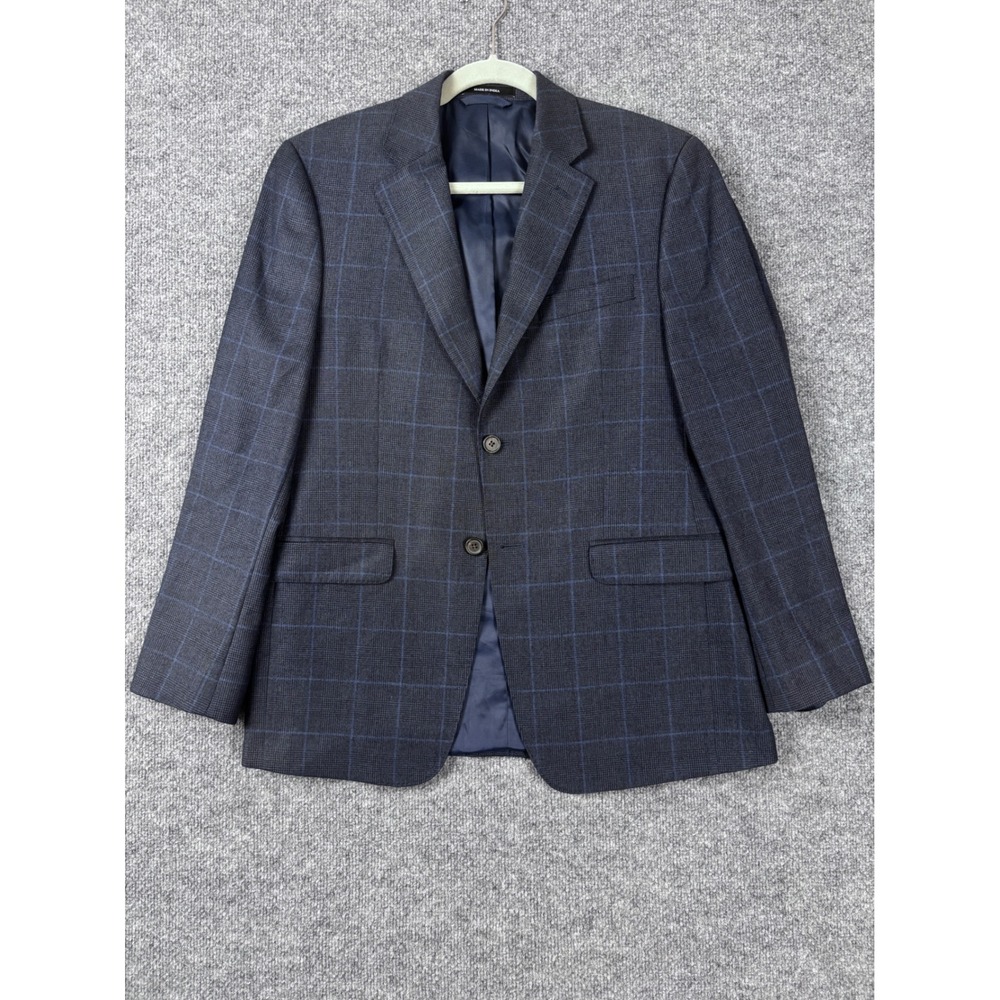 Lauren Ralph Lauren Blazer Mens 38S Blue Windowpane Slim Fit Wool Sport Coat